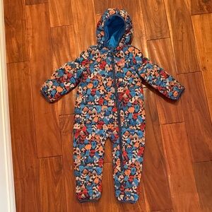REI Kids Blue Patterned Hooded One-Piece Snowsuit